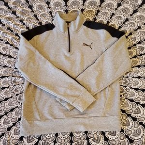 Puma Grey Black Stripe Quarter Zip Sweatshirt